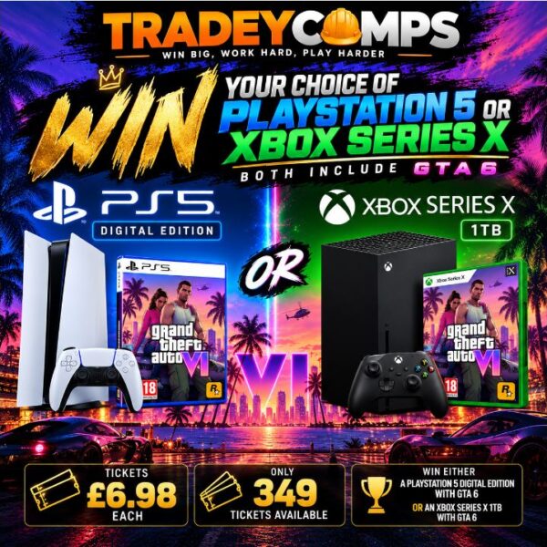 PS5 OR XBOX SERIES X WITH THE NEW GTA 6 – YOU CHOOSE – VERY LOW ODDS!!!!