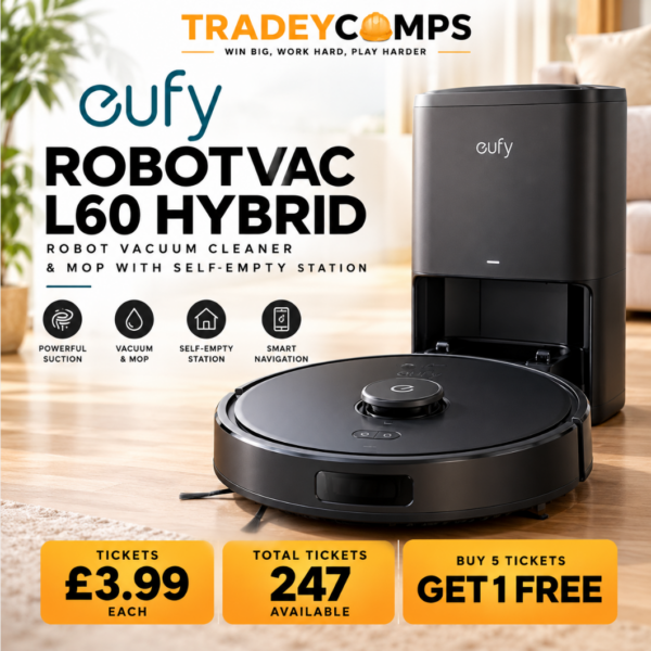 EUFY ROBOVAC L60 HYBRID FOR JUST £3.99 PER TICKET – ONLY 247 TICKETS!!!!